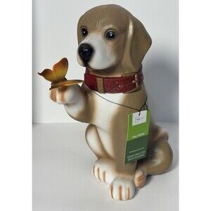 Mainstays Resin Dog Outdoor Garden Statue with Butterfly, Weather-Resistant -USA